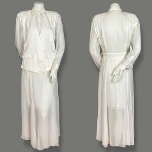 Vintage Dress Wedding Blazer Androgynous Cream White Reception Non-Traditional